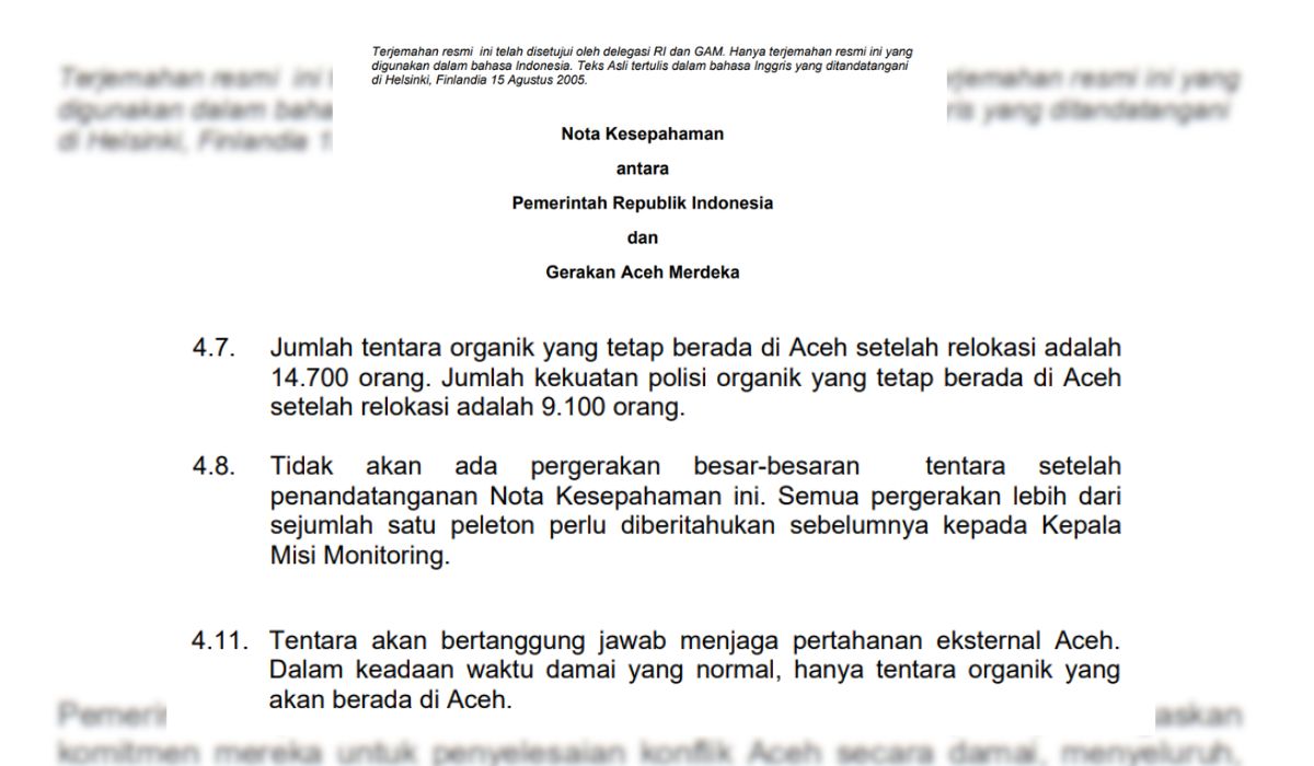 Bunyi butir 47 48 dan 411 dalam terjemahan resmi MoU Helsinki Foto KoranAcehidTangkapan layar MoU Helsinki